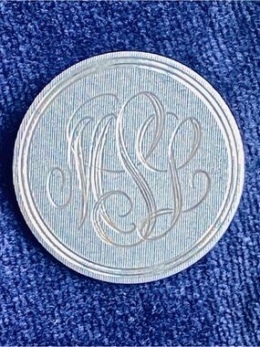 Vintage WELLS Sterling Silver Monogrammed Round Brooch/Pin - Approx 7.12 grams